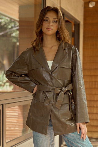 Guilty Pleasure Leather Tie Waist Jacket