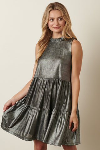 Tierly Beloved Metallic Tiered Dress