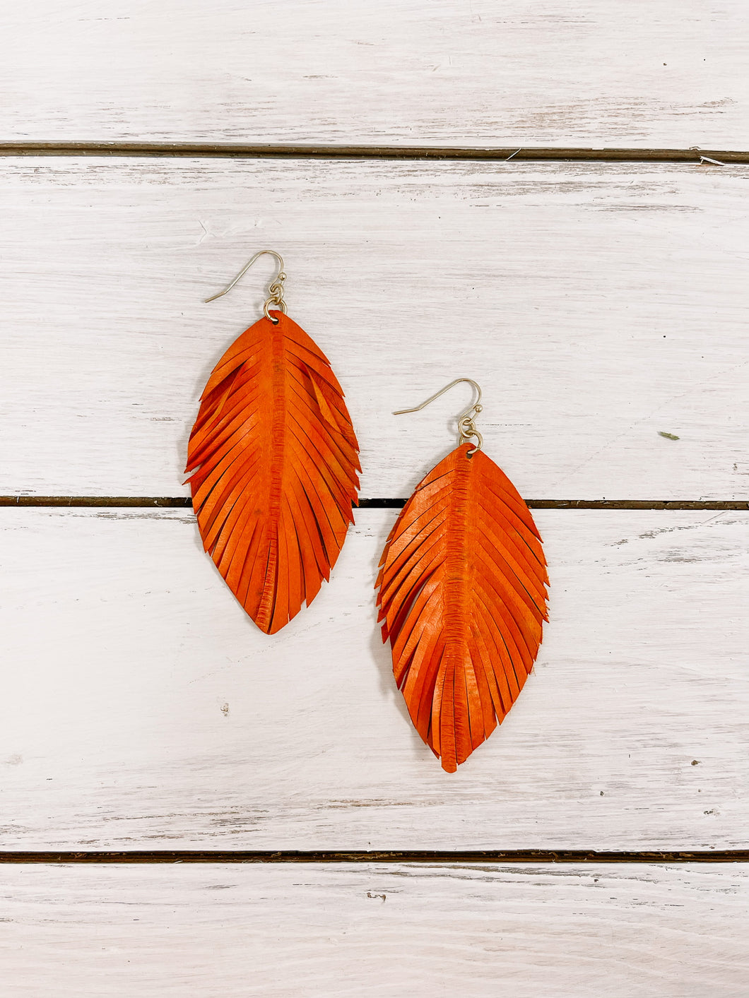 Leather Feather Earrings