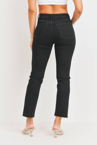 Just Black Cut Off Cropped Straight Leg Jean