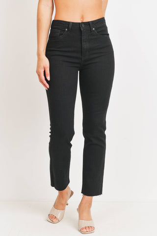 Just Black Cut Off Cropped Straight Leg Jean