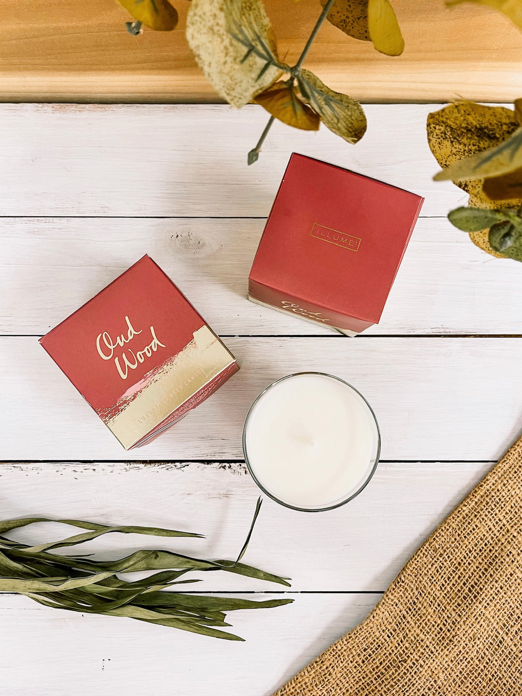 Illume Oud Wood Demi Boxed Glass Candle