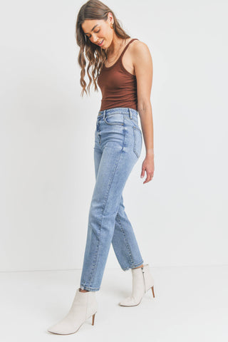 Just Black High Rise Clean Straight Leg Jean