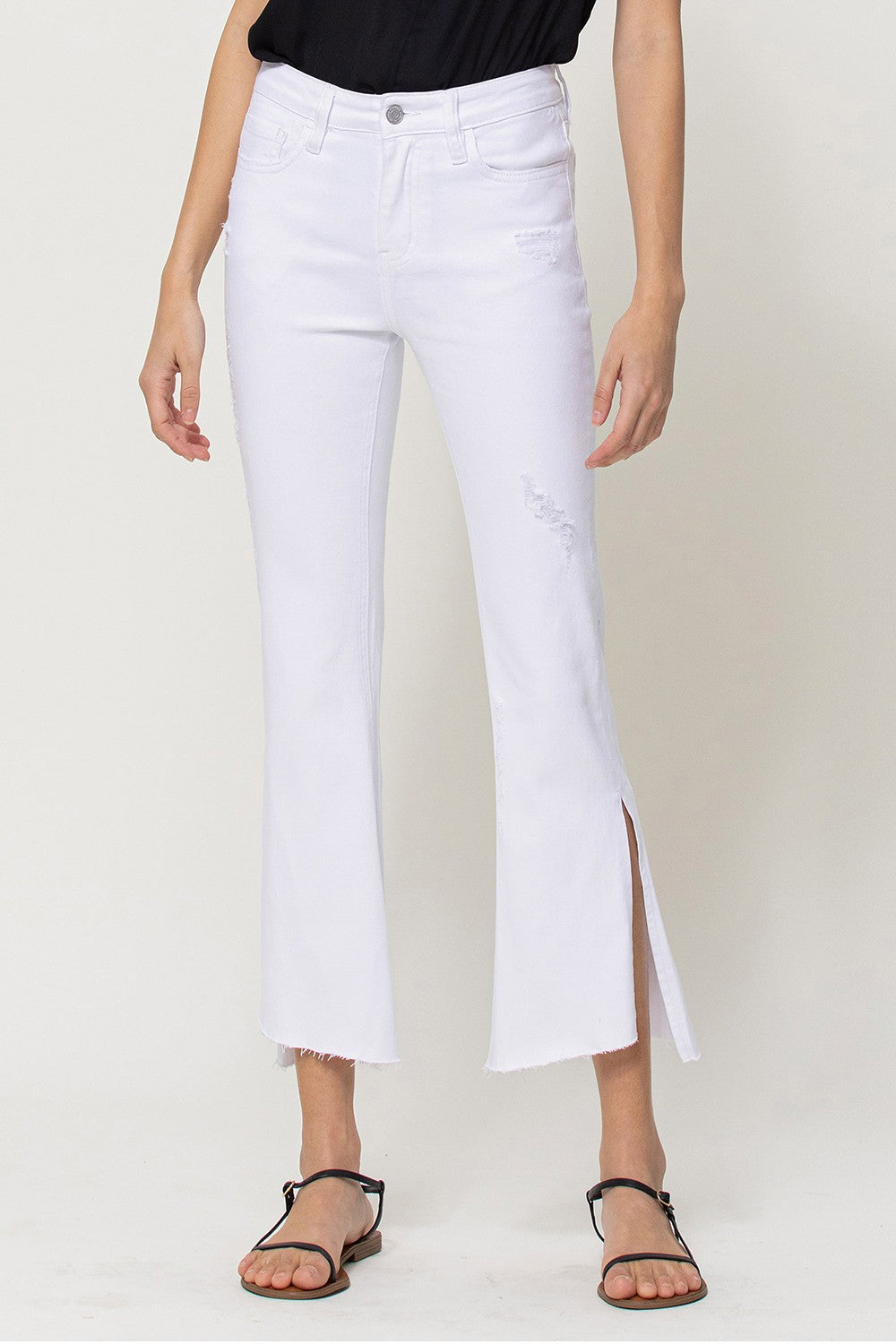 Flying Monkey Mid Rise Crop Kick Flare with Side Slit