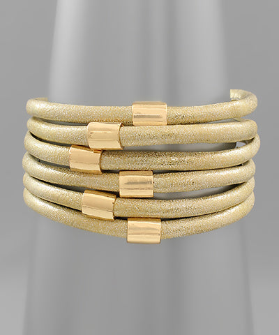 6 Row Leather Bangle Bracelet
