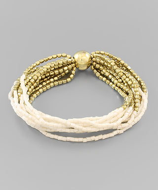 Multi Bead Row & Ball Bracelet