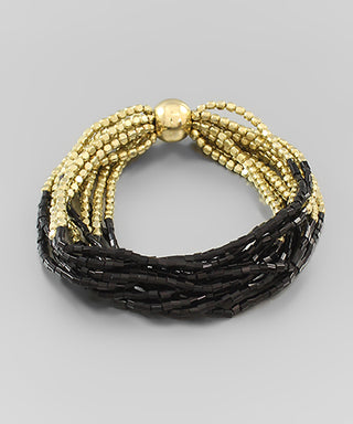 Multi Bead Row & Ball Bracelet