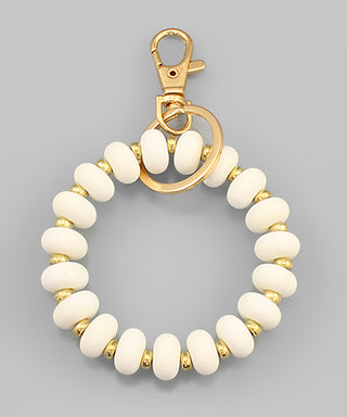 Donut Wood Bead Key Ring Bracelet