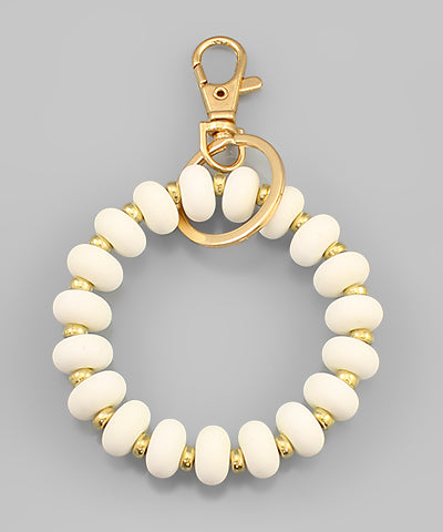 Donut Wood Bead Key Ring Bracelet