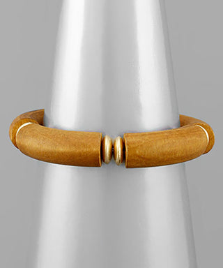 Wood Tube And Disk Bracelet