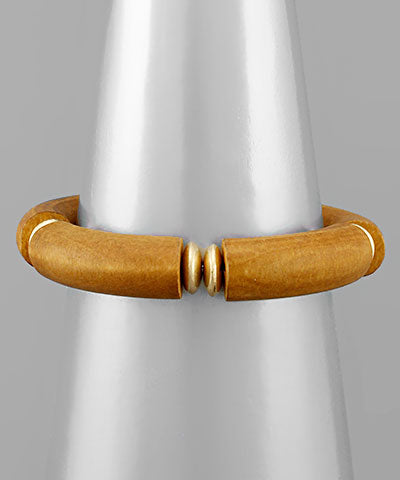 Wood Tube And Disk Bracelet