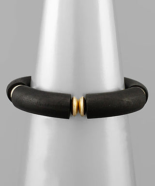 Wood Tube And Disk Bracelet