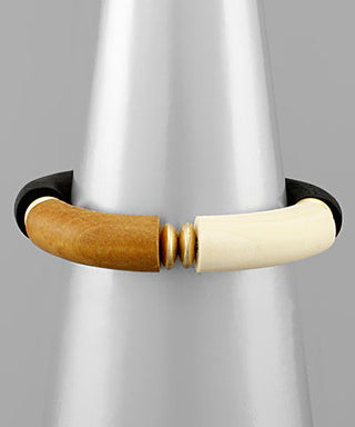 Wood Tube And Disk Bracelet
