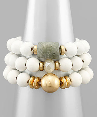 3 Row Wood Ball Bracelet