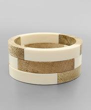 Load image into Gallery viewer, 3 Acrylic And Wood Bangle
