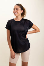 Load image into Gallery viewer, Sheer Striped Mesh Paneled Back Tee
