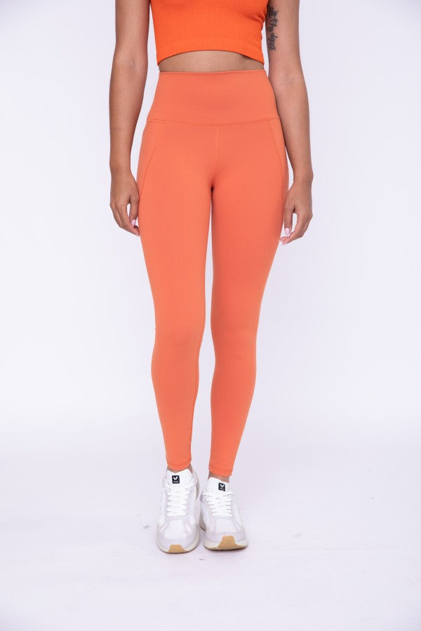 Tapered Band Essential Solid Highwaist Leggings with Pockets
