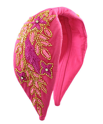 Sequin Flower and Leaf Headband
