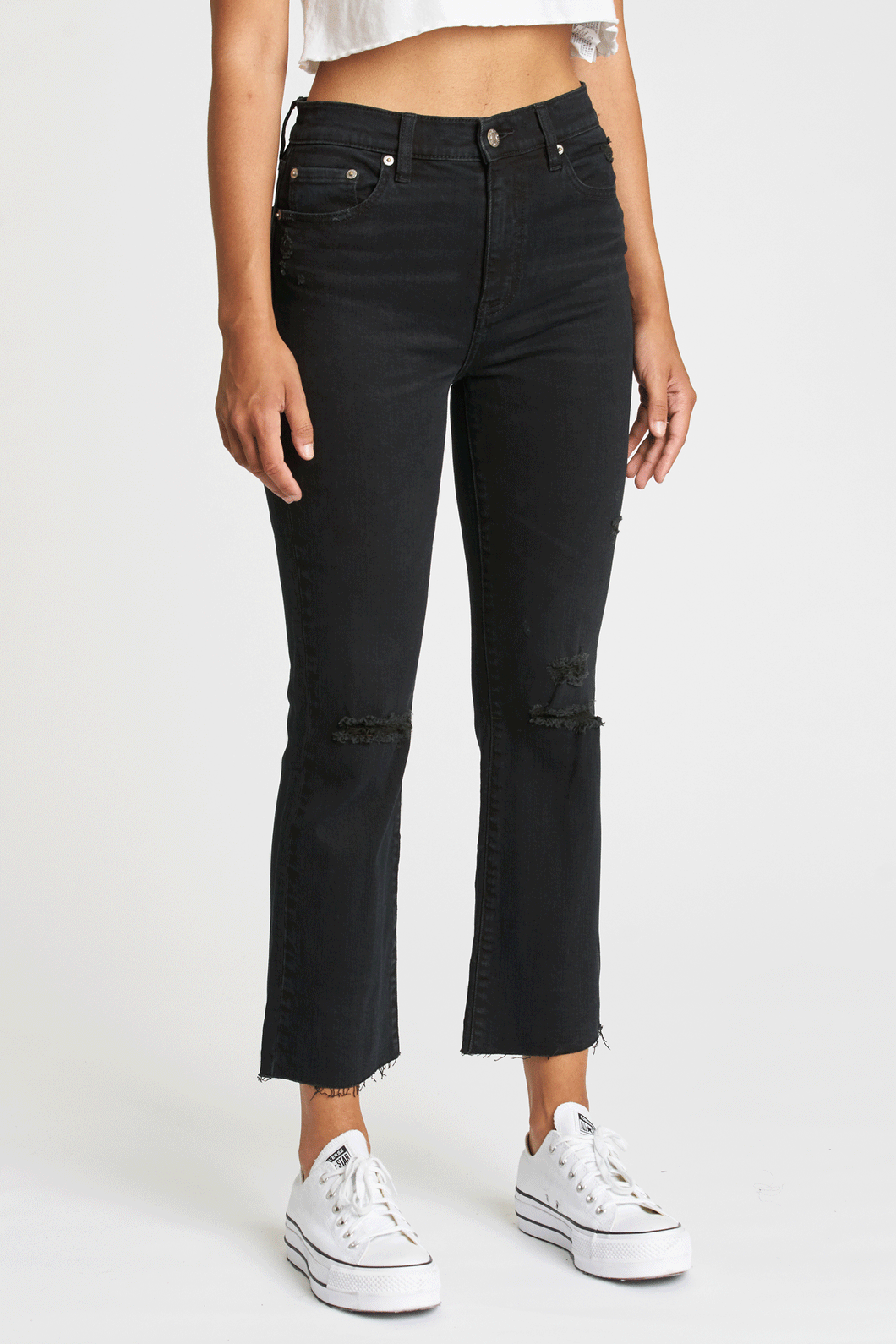 Shy Girl High Rise Crop Flare Denim