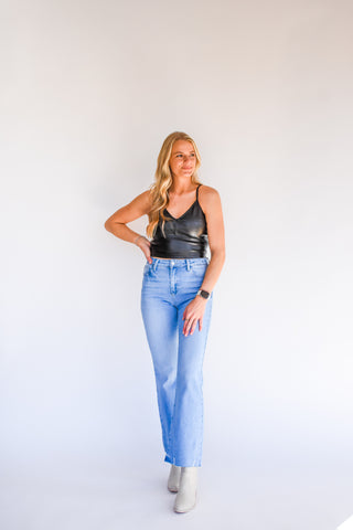 Never Let You Go Cropped Leather Tank