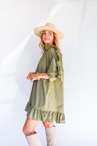 Olive You So Much Poplin Dress