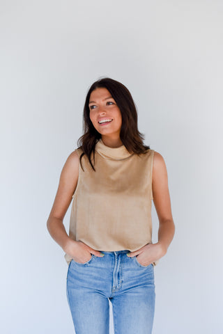 Gettin' Suede Cowl Neck Tank