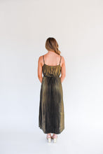 Load image into Gallery viewer, Sparkle And Shine Metallic Pleated Midi Dress
