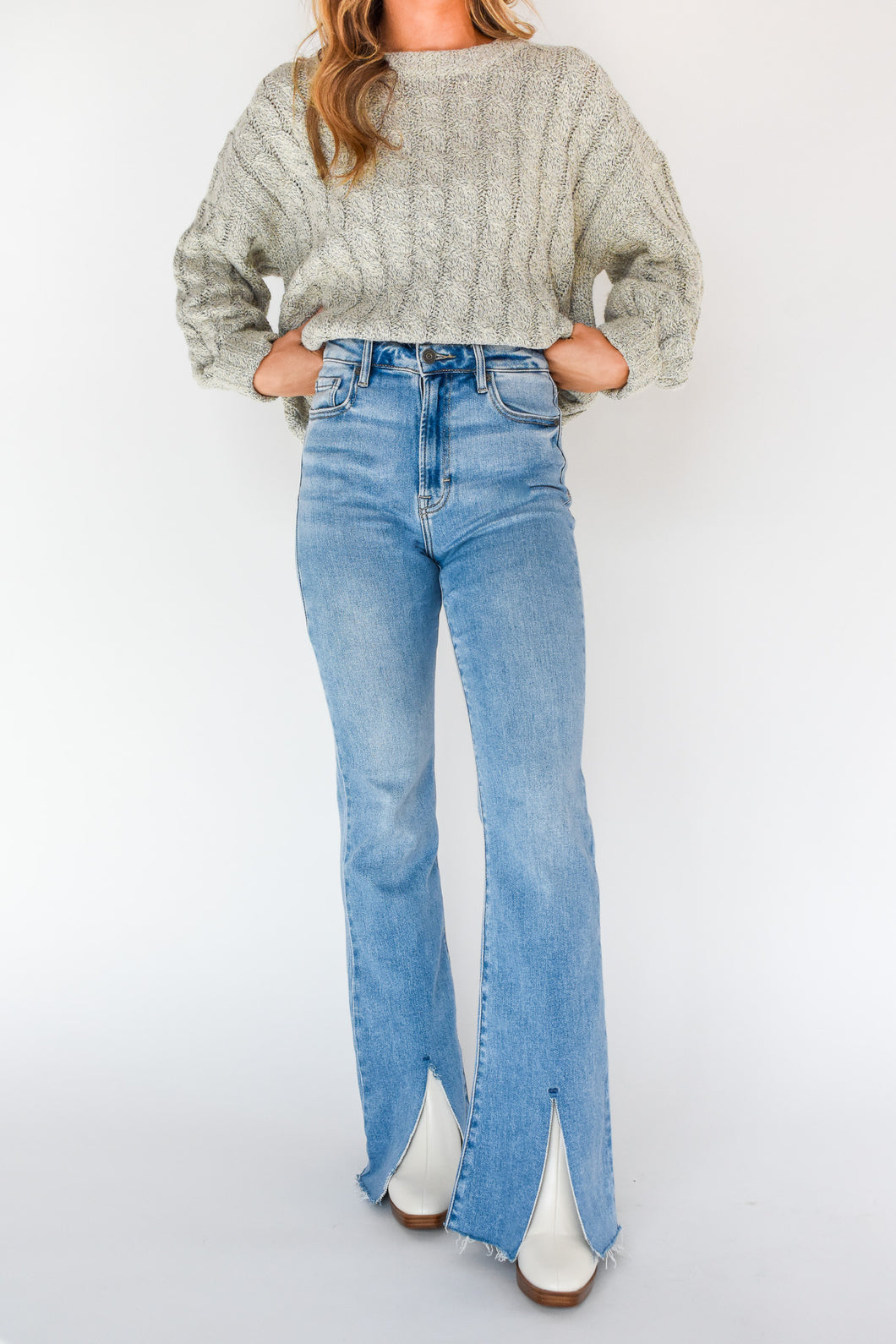 Hidden Happi High Rise Flare with Front Slit
