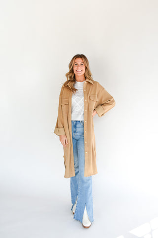 Easy Come, Easy Go Long Corduroy Shacket