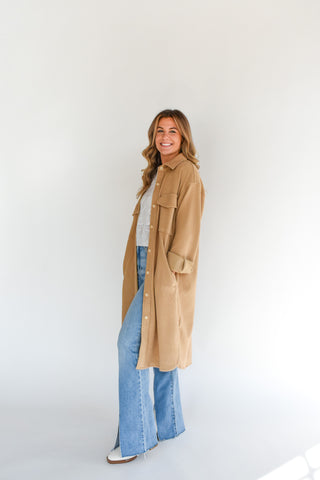 Easy Come, Easy Go Long Corduroy Shacket