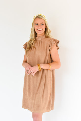Suede Of Honor Ruffle Sleeve Dress