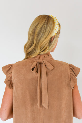 Suede Of Honor Ruffle Sleeve Dress