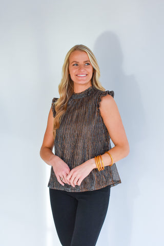 Heavy Metal Metallic Ruffle Blouse