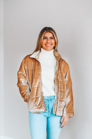 Hangin Puff Velvet Puffer Jacket