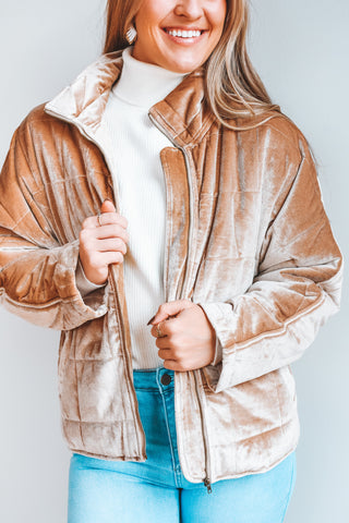 Hangin Puff Velvet Puffer Jacket