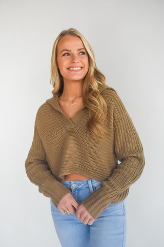 We Taupe You Love Collared Sweater