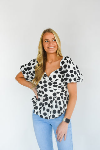Some Like It Dot Peplum Blouse