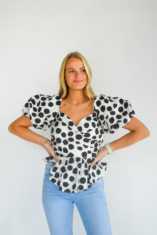 Some Like It Dot Peplum Blouse