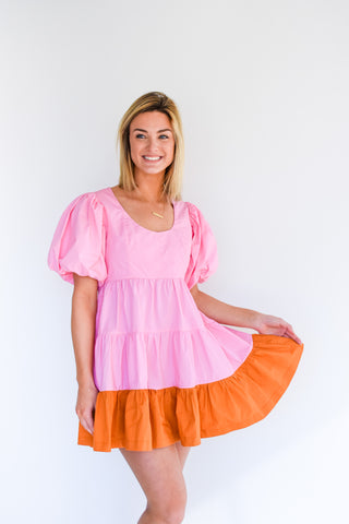 Glam Girl Colorblock Poplin Dress