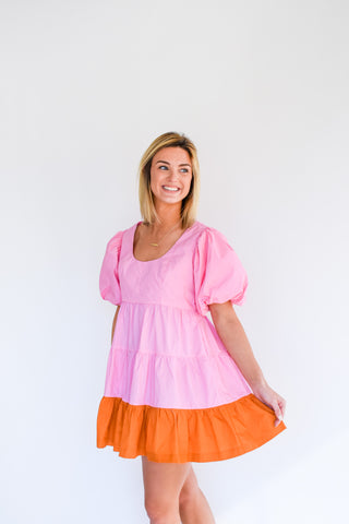 Glam Girl Colorblock Poplin Dress