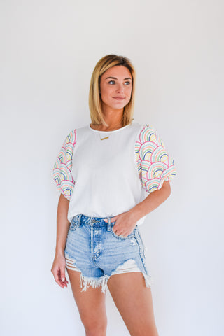 Street Art Embroidered Sleeve Top
