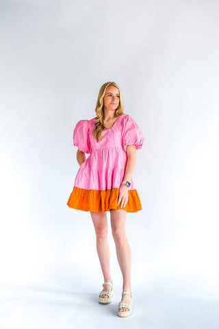 Glam Girl Colorblock Poplin Dress
