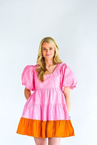 Glam Girl Colorblock Poplin Dress