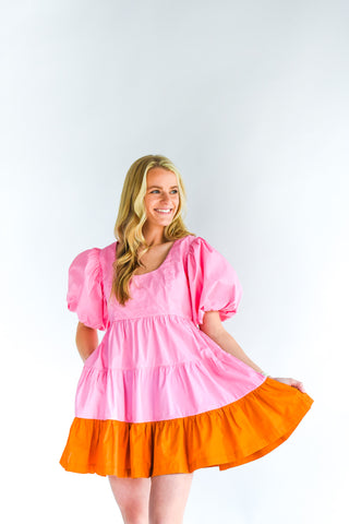 Glam Girl Colorblock Poplin Dress