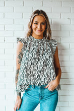 Load image into Gallery viewer, Print Is Life Ruffle Neck Blouse

