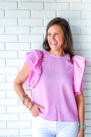 Tickle Me Pink Puff Sleeve Top