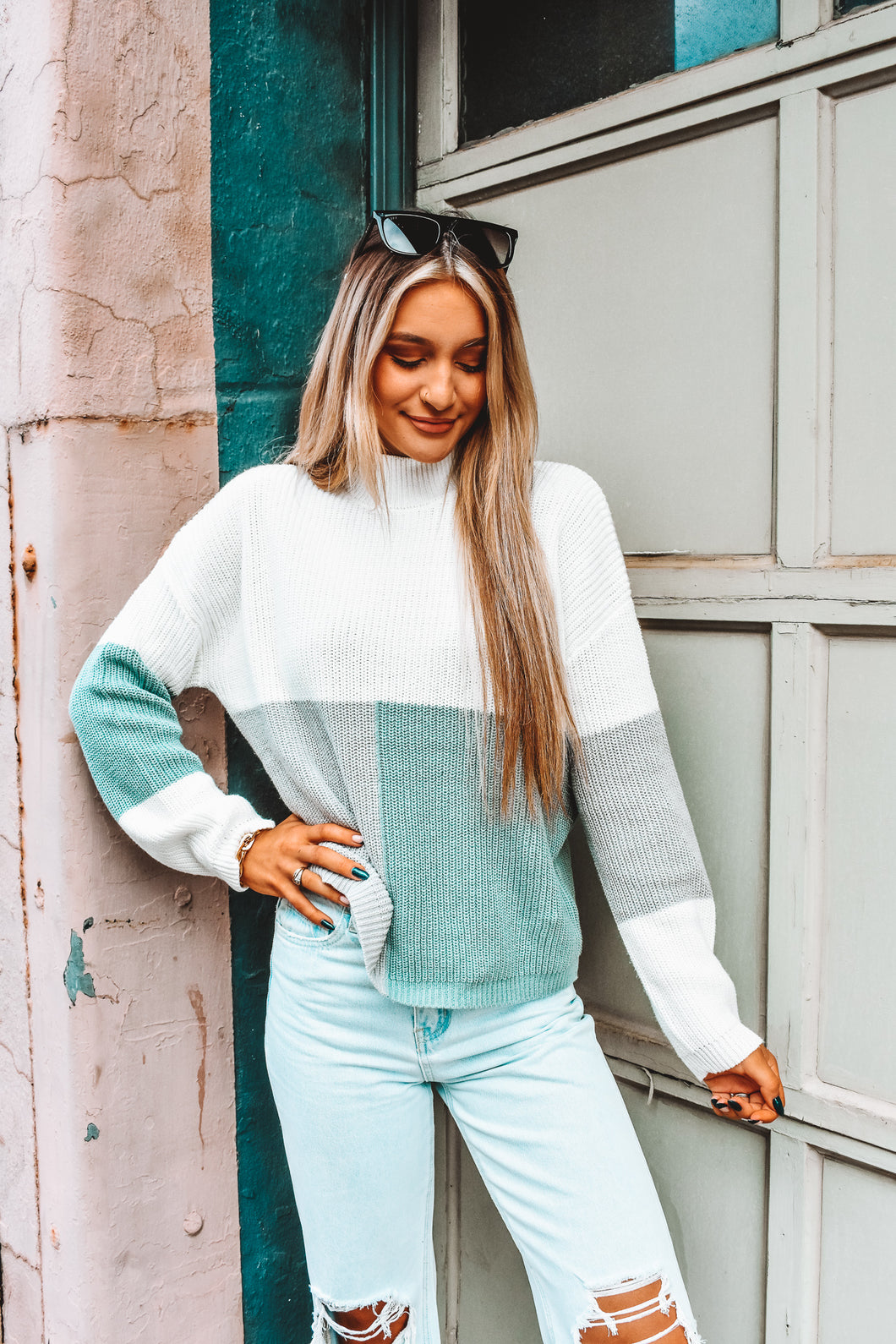 Snuggle Break Color Block Sweater