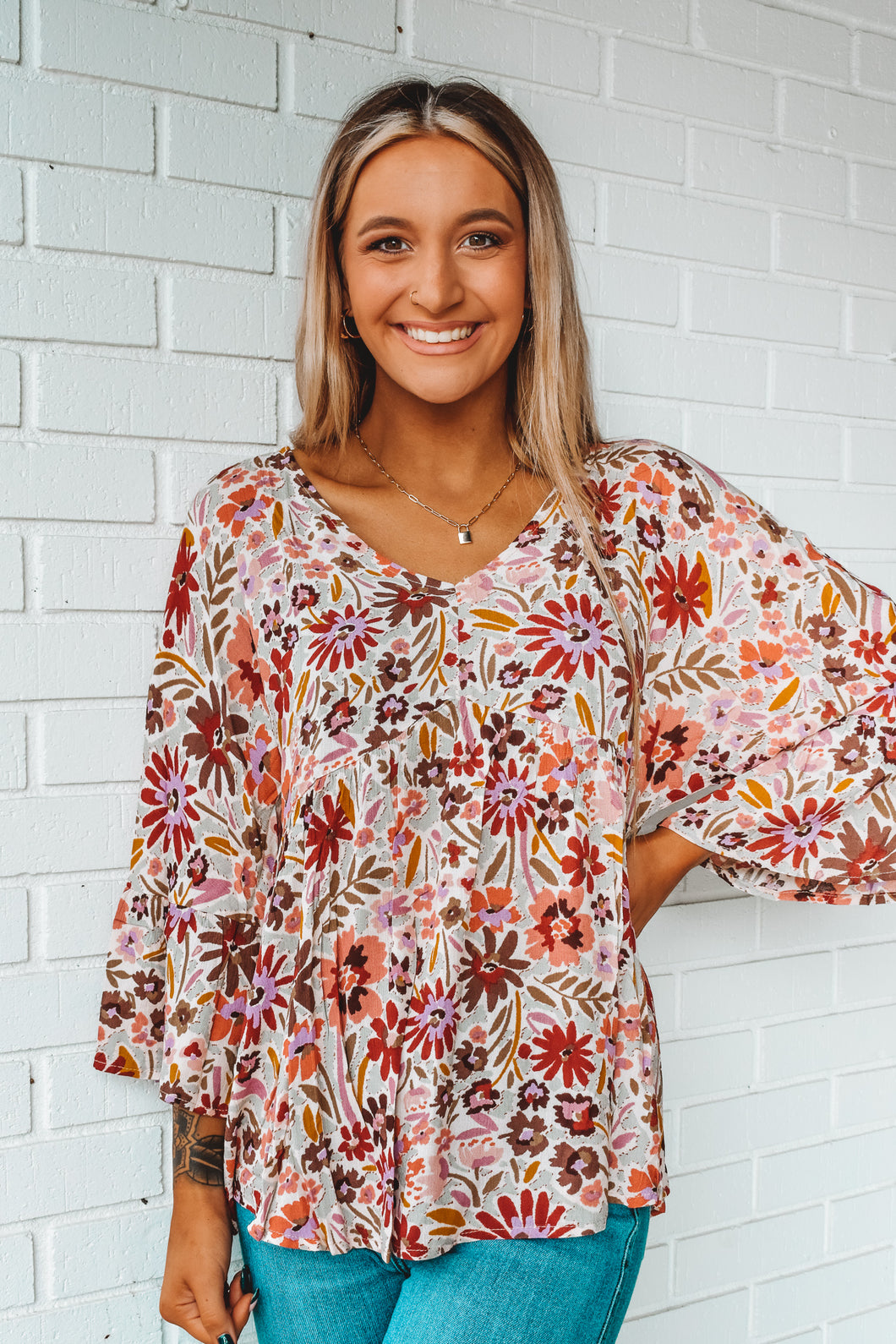 Somebudy To Love Floral Print Top