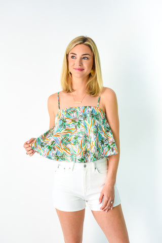 Island Print Crop Top