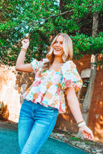 Load image into Gallery viewer, Alana Puff Sleeve Peplum Top

